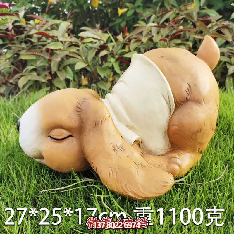 玻璃鋼雕塑睡覺(jué)兔子——最完美的草坪裝飾品
