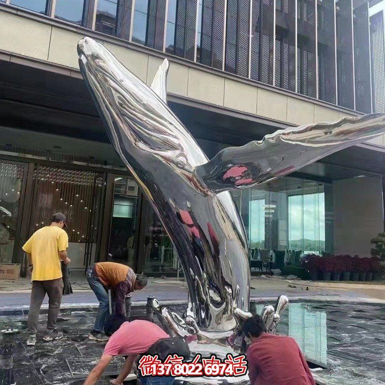 大型不銹鋼鏤空魚類擺件，為戶外水景商場售樓部裝飾