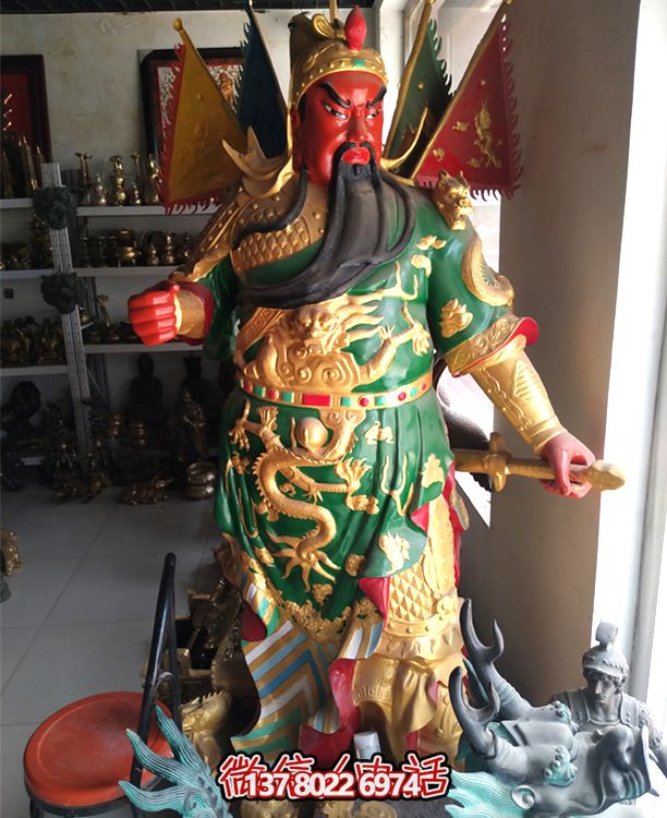 玻璃鋼大型彩繪關公雕塑供奉佛像