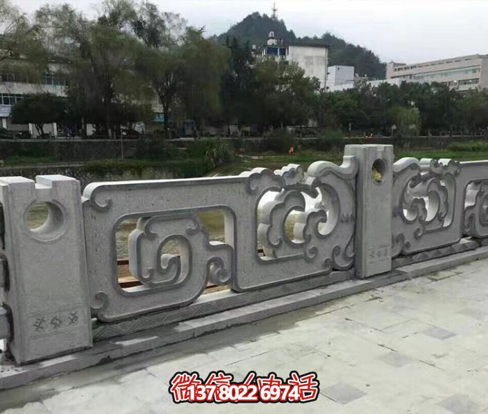 復(fù)古鏤空花紋欄桿，防護河道街邊青石