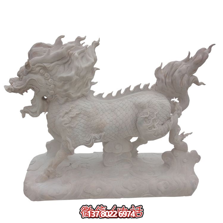 傳承漢白玉石雕麒麟雕塑，美化景區戶外環境