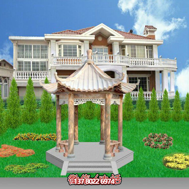 中式風格涼亭，寧靜休息，美景欣賞