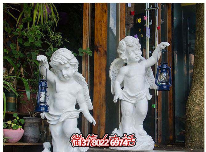 精美靈動的漢白玉提燈小天使石雕 精美靈動的漢白玉提燈小天使石雕