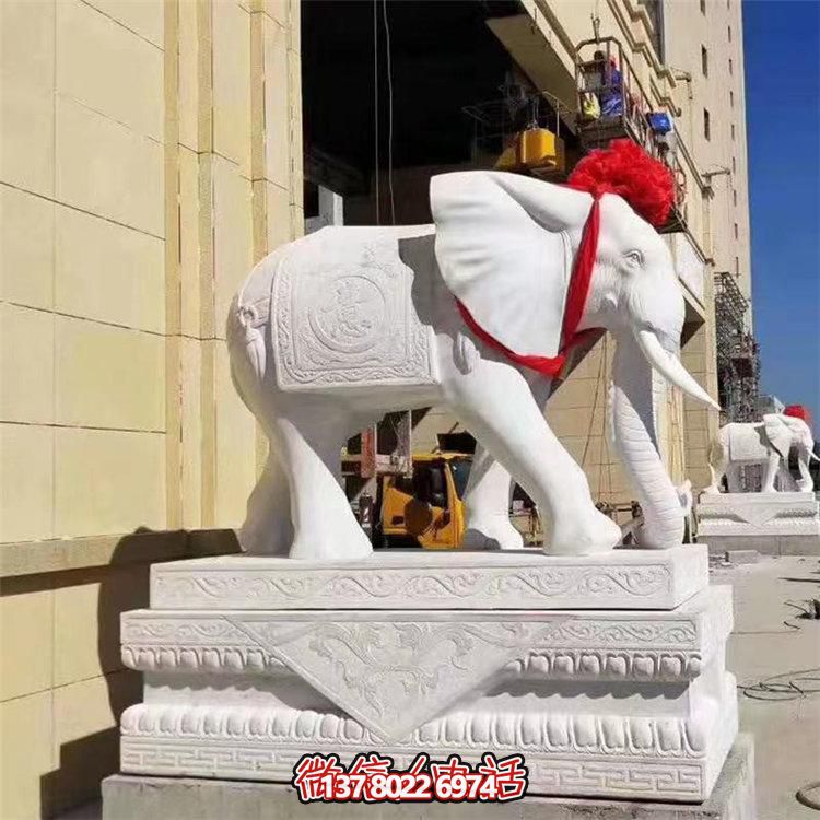 漢白玉石象雕塑，定制財神招風水神