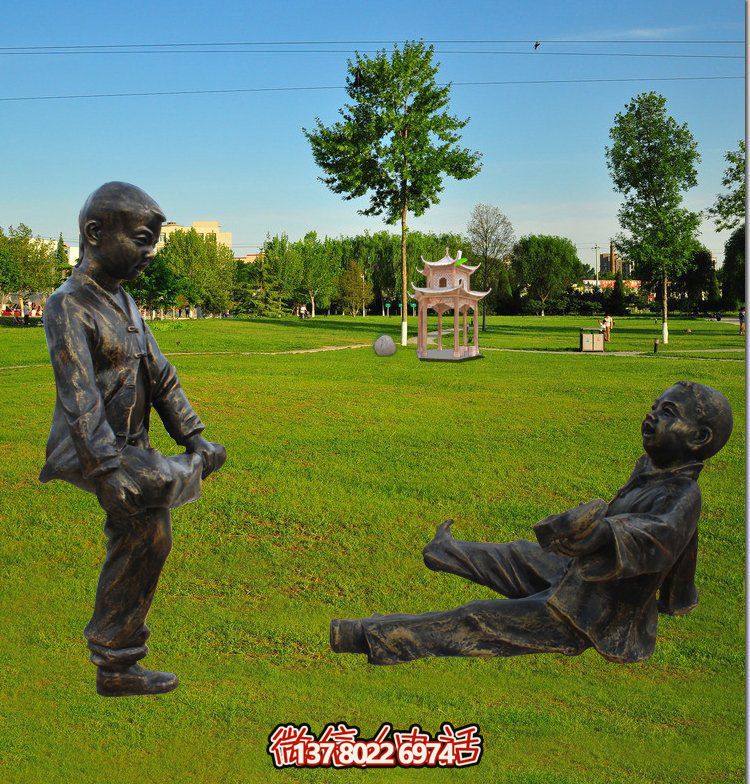 公園景觀人物銅雕撞拐雕塑 公園景觀人物銅雕撞拐雕塑