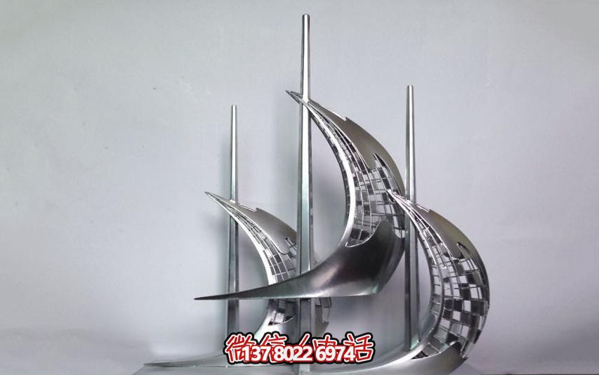 學院兒童室內擺放鏤空不銹鋼船雕塑