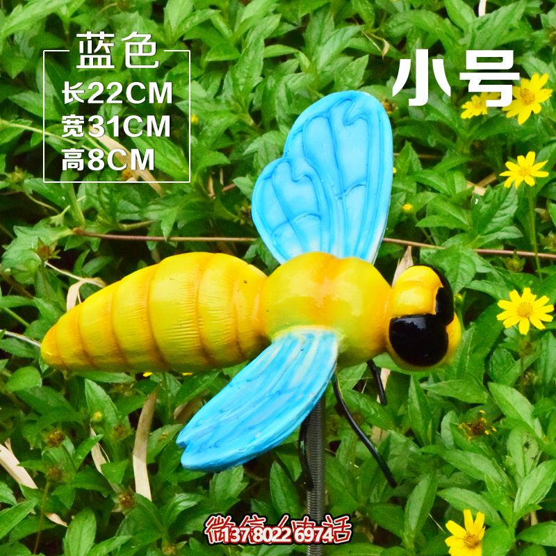 農場景區草叢仿真藍色翅膀樹脂蜜蜂雕塑 農場景區草叢仿真藍色翅膀樹脂蜜蜂雕塑