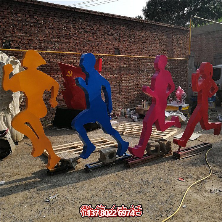 跑步，玻璃鋼剪影抽象人物運動雕塑