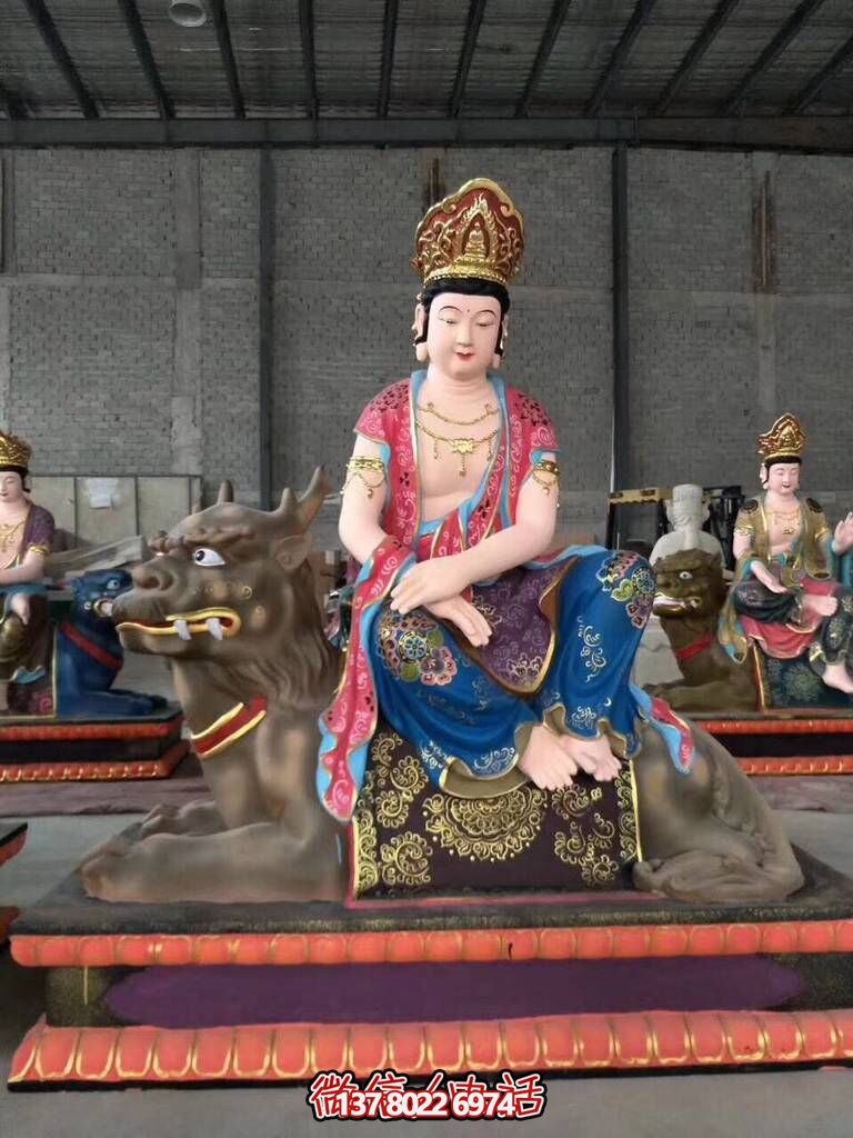 景區玻璃鋼坐在神獸上的菩薩文殊普賢雕塑 景區玻璃鋼坐在神獸上的菩薩文殊普賢雕塑