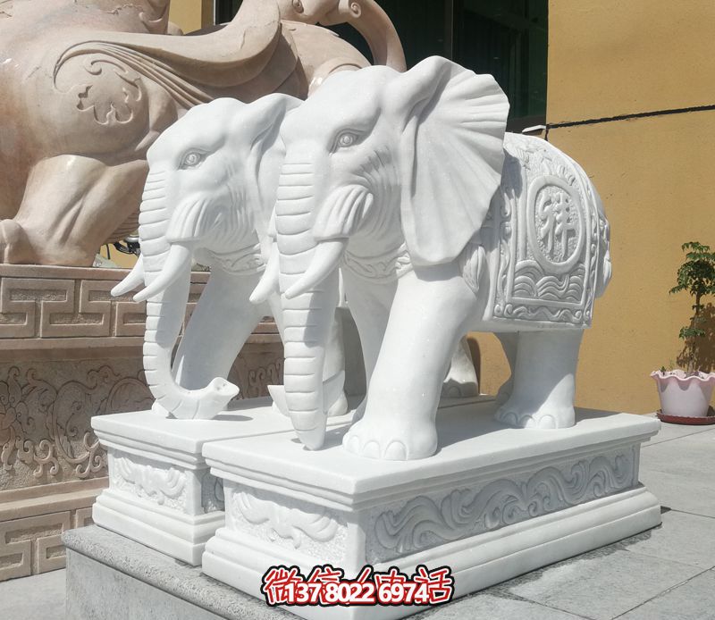 戶外海邊石雕漢白玉大象雕塑 戶外海邊石雕漢白玉大象雕塑