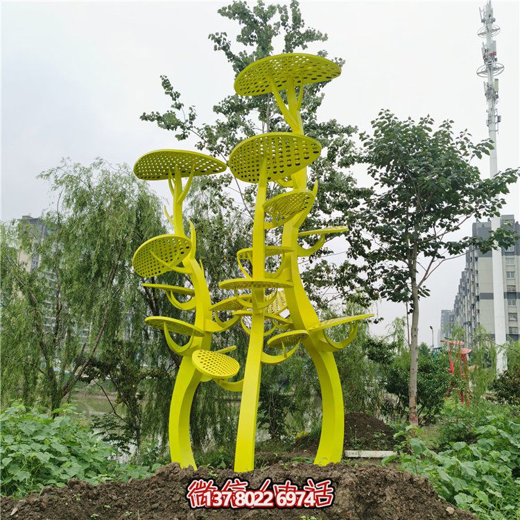 不銹鋼抽象樹，網狀樹葉樹冠