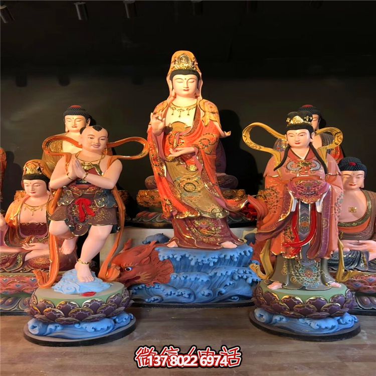 景區寺廟玻璃鋼彩繪觀音雕塑 景區寺廟玻璃鋼彩繪觀音雕塑